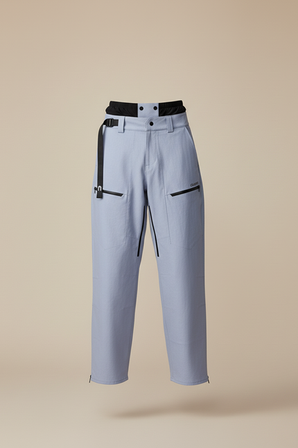 Pantalon Baggy Bleu Clair Cargo Ample Ceinturé Homme - Toile - vue 3