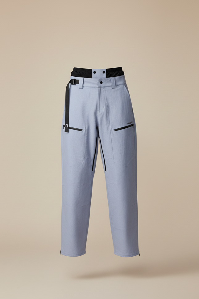 Pantalon Baggy Bleu Clair Cargo Ample Ceinturé Homme - Toile - vue 3