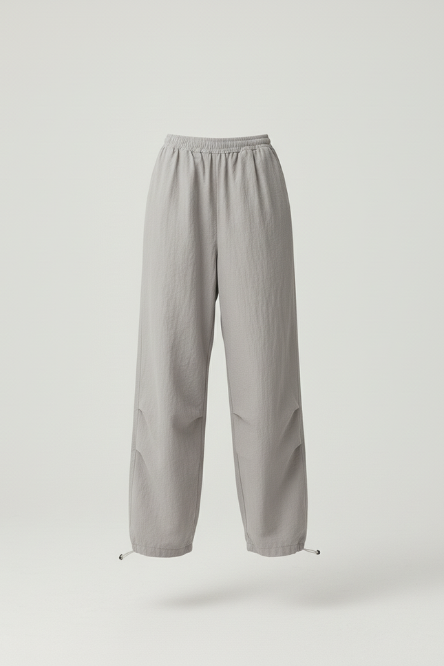 Pantalon Baggy Gris Ample Fluide Cordon Streetwear Femme - Polyester - vue 3
