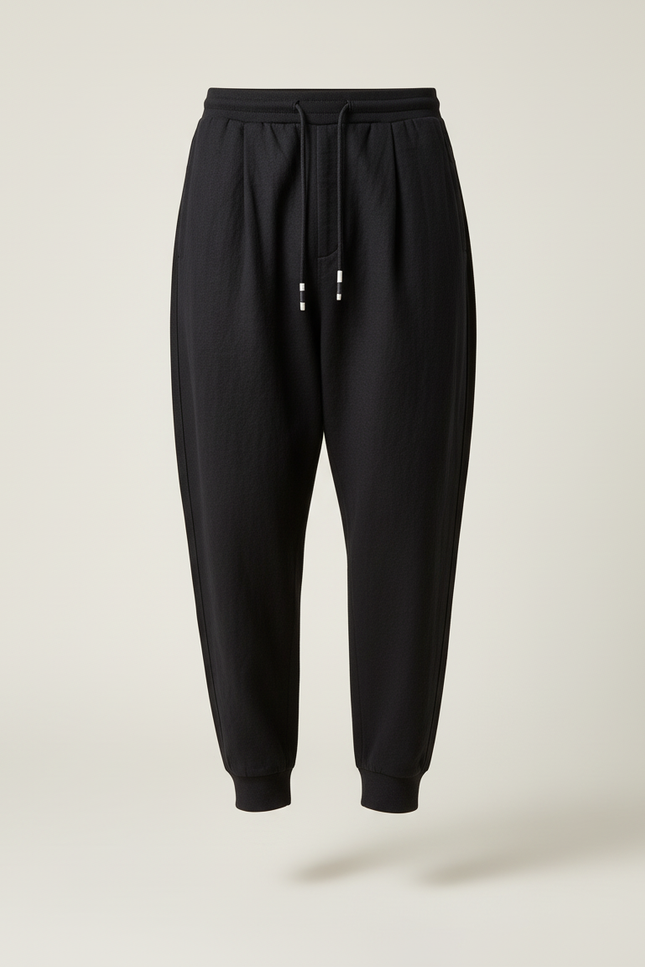 Pantalon Baggy Noir Ample Cordon Tissu Léger Homme - Molleton - vue 3