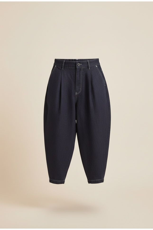 Pantalon Baggy Bleu Marine Ample Plissé Enfant - Jean - vue 3