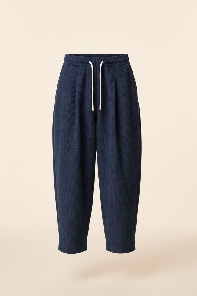 Pantalon Baggy Bleu Marine Ample Cordon Décontracté Enfant - Cordé - vue 3