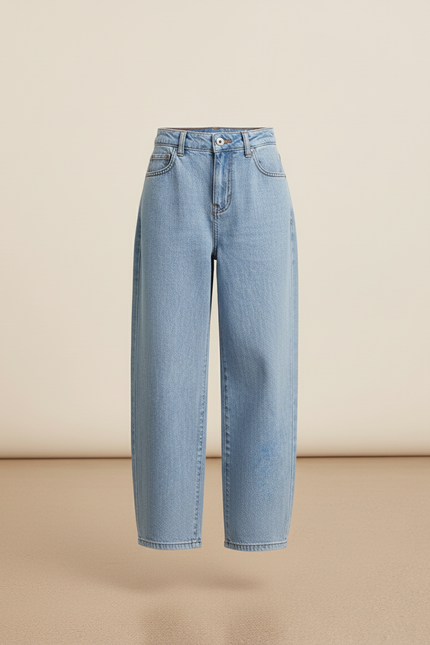 Pantalon Baggy Bleu Jean Ample Large Décontracté - vue 3