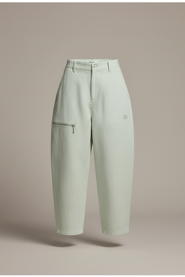 Pantalon Baggy Vert Menthe Ample Décontracté Fluide - Toile - vue 3