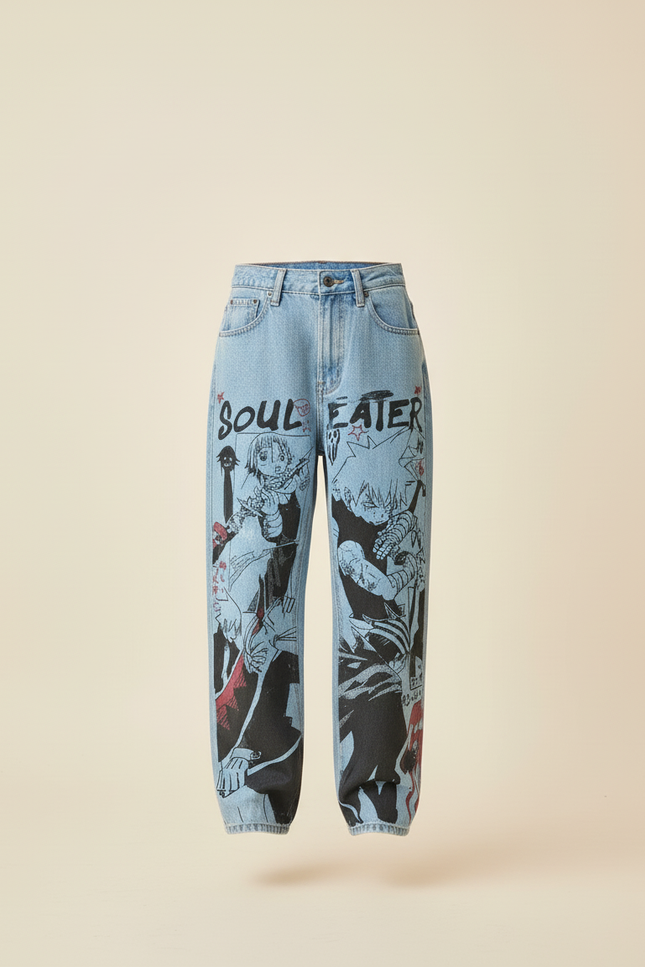 Pantalon Baggy Jean Clair Anime Imprimé Manga Unisexe - vue 3