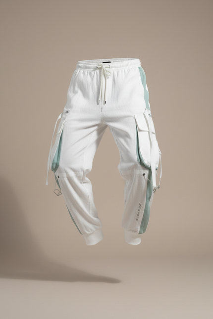Pantalon Baggy Blanc Cargo Multi-Poches Joggers Homme - Toile - vue 3