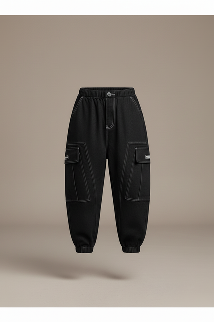 Pantalon Baggy Noir Cargo Décontracté Coton Garçon - Jean - vue 3