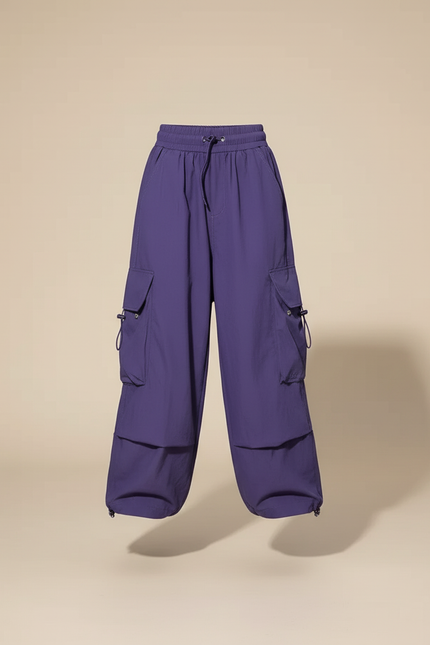 Pantalon Baggy Violet Cargo Ample Streetwear Fille - Polyester - vue 3