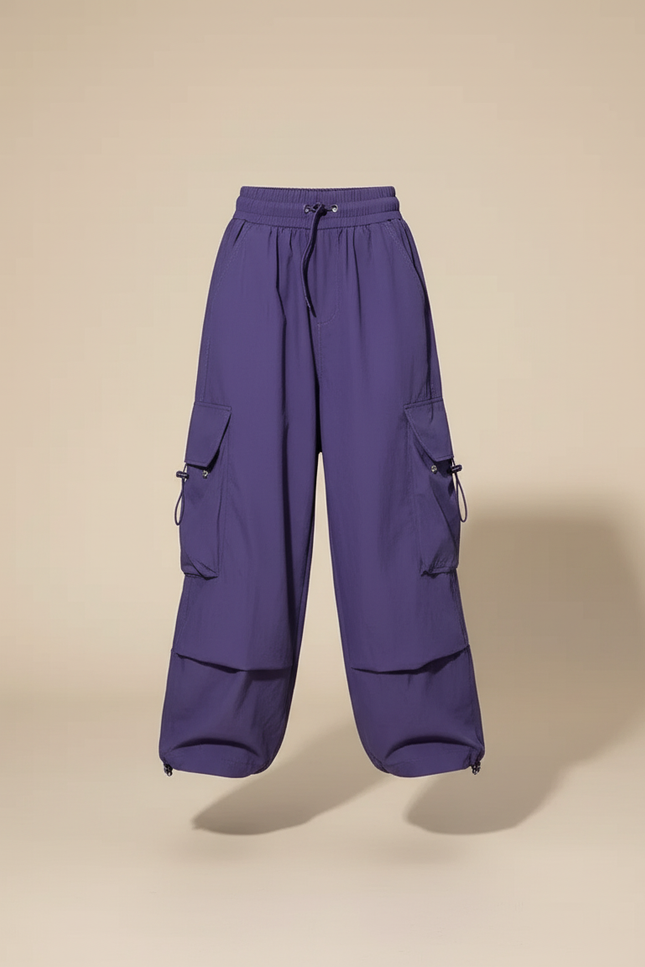 Pantalon Baggy Violet Cargo Ample Streetwear Fille - Polyester - vue 3