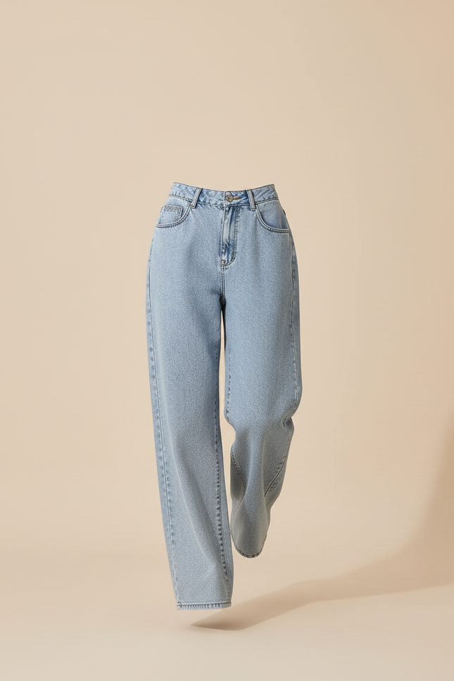 Pantalon Baggy Jean Bleu Ample Décontracté Femme - vue 3