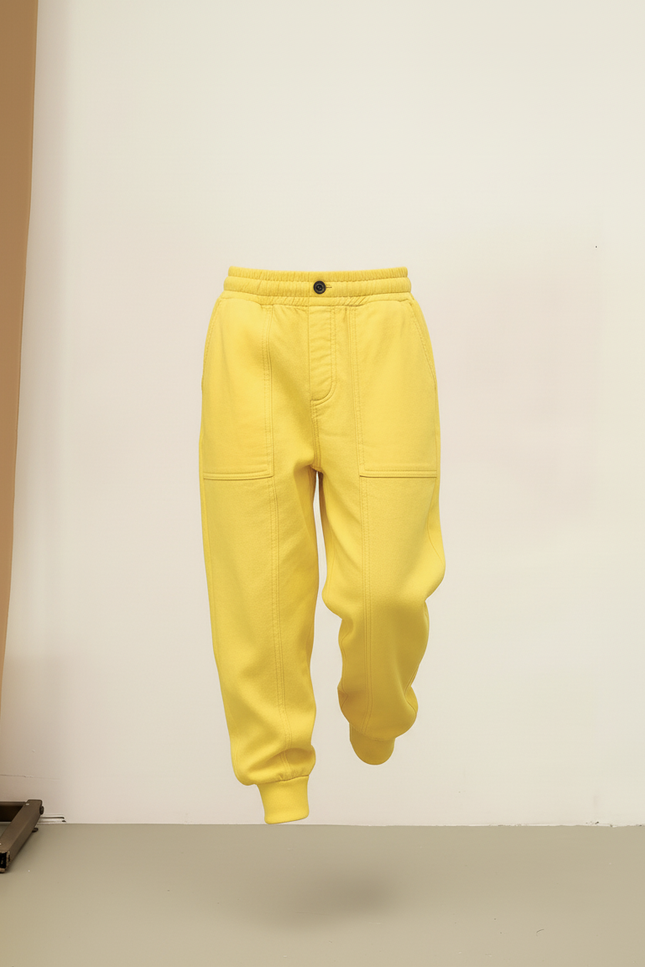 Pantalon Baggy Jaune Ample Sport Décontracté Enfant - Molleton - vue 3