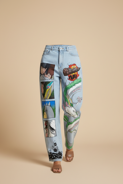 Pantalon Baggy Jean Clair Ample Manga Studio Ghibli - Bleu - vue 3