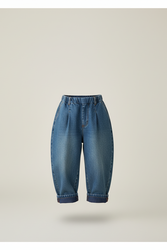 Pantalon Baggy Bleu Jean Ample Enfant Fille - vue 3
