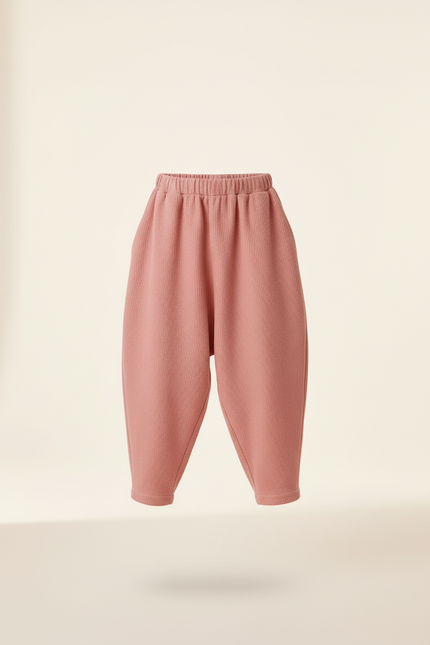 Pantalon Baggy Rose Côtelé Ample Élastiqué Confortable Enfant - Cordé - vue 3