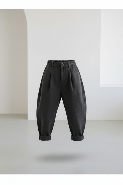 Pantalon Baggy Noir Ample Coton Casual Fille - Toile - vue 3