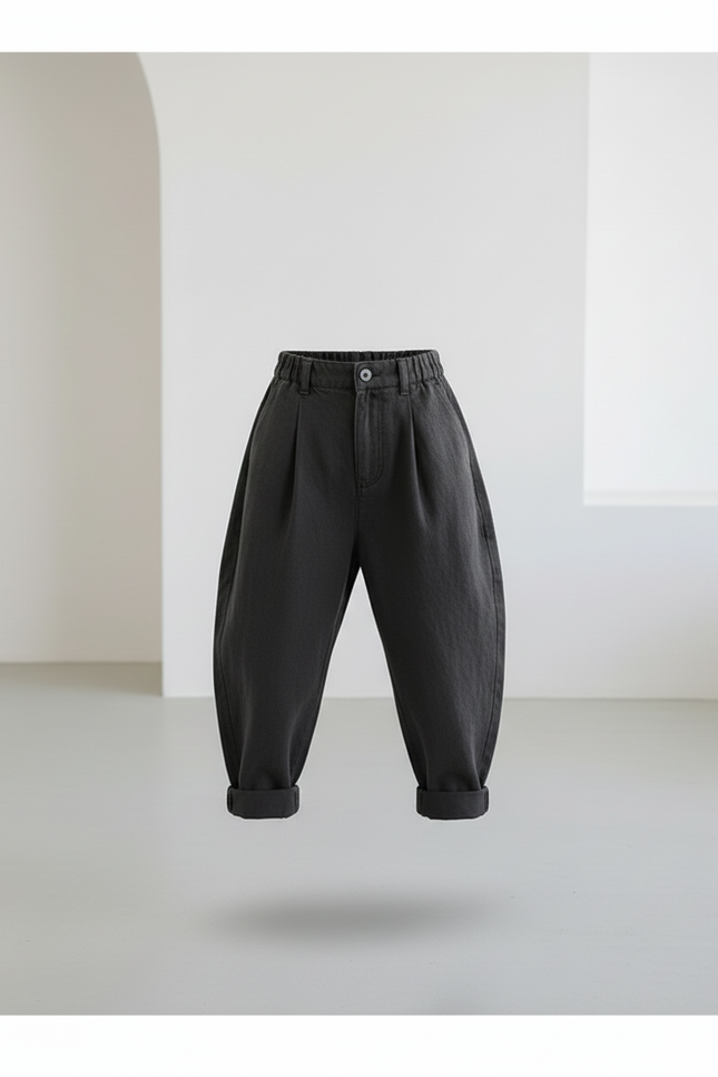 Pantalon Baggy Noir Ample Coton Casual Fille - Toile - vue 3