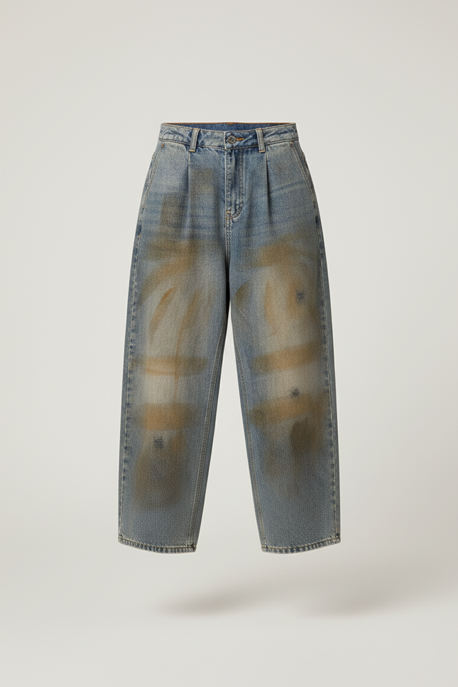 Pantalon Baggy Jean Délavé Large Décontracté Garçon - Bleu - vue 3
