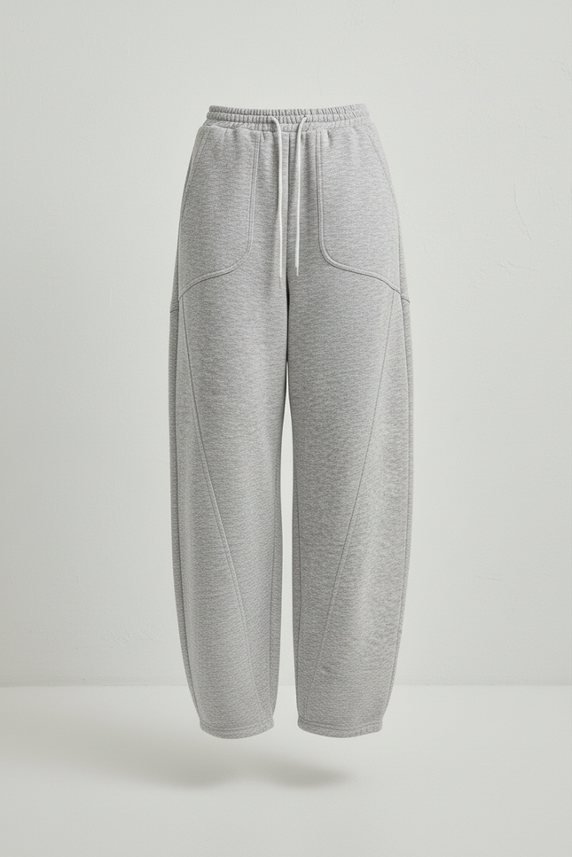 Pantalon Baggy Gris Molleton Ample Décontracté Sport Femme - vue 3