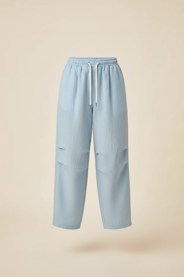 Pantalon Baggy Bleu Clair Ample Coton Décontracté Fille - Lin - vue 3