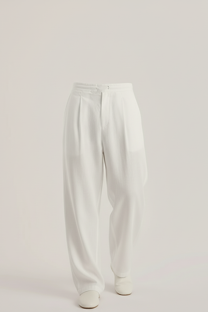 Pantalon Baggy Blanc Lin Ample Élégant Homme - vue 3