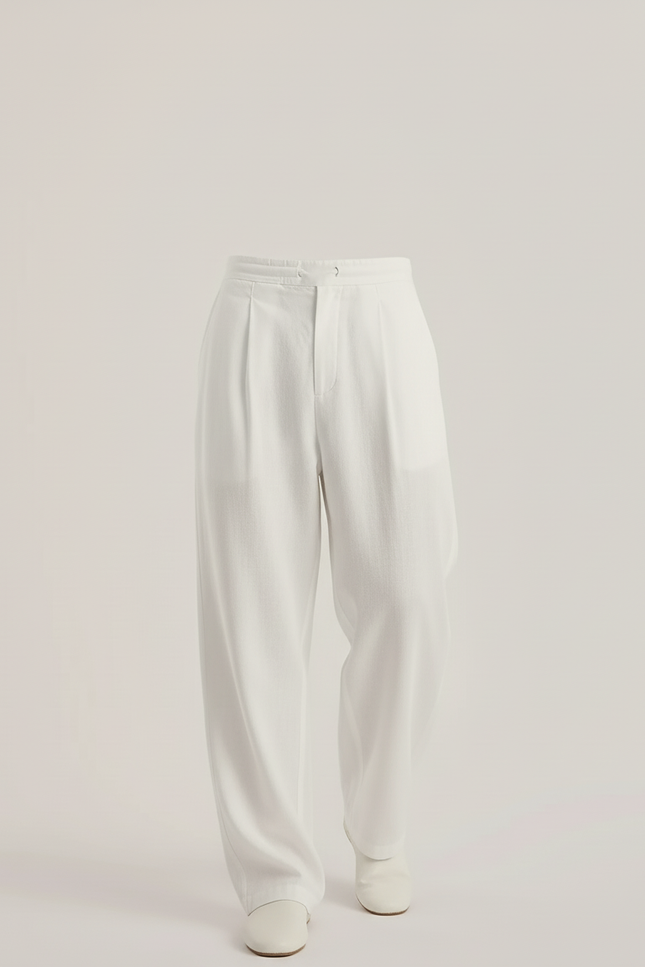 Pantalon Baggy Blanc Lin Ample Élégant Homme - vue 3