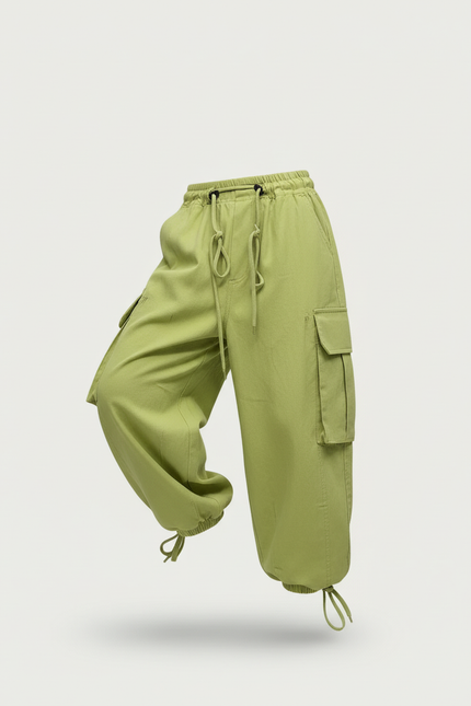 Pantalon Baggy Vert Ample Cargo Décontracté Fille - Coton - vue 3