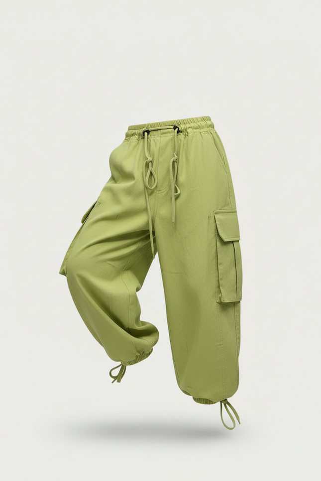 Pantalon Baggy Vert Ample Cargo Décontracté Fille - Coton - vue 3