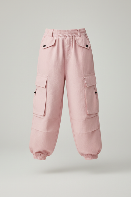 Pantalon Baggy Rose Cargo Ample Coton Enfants - vue 3