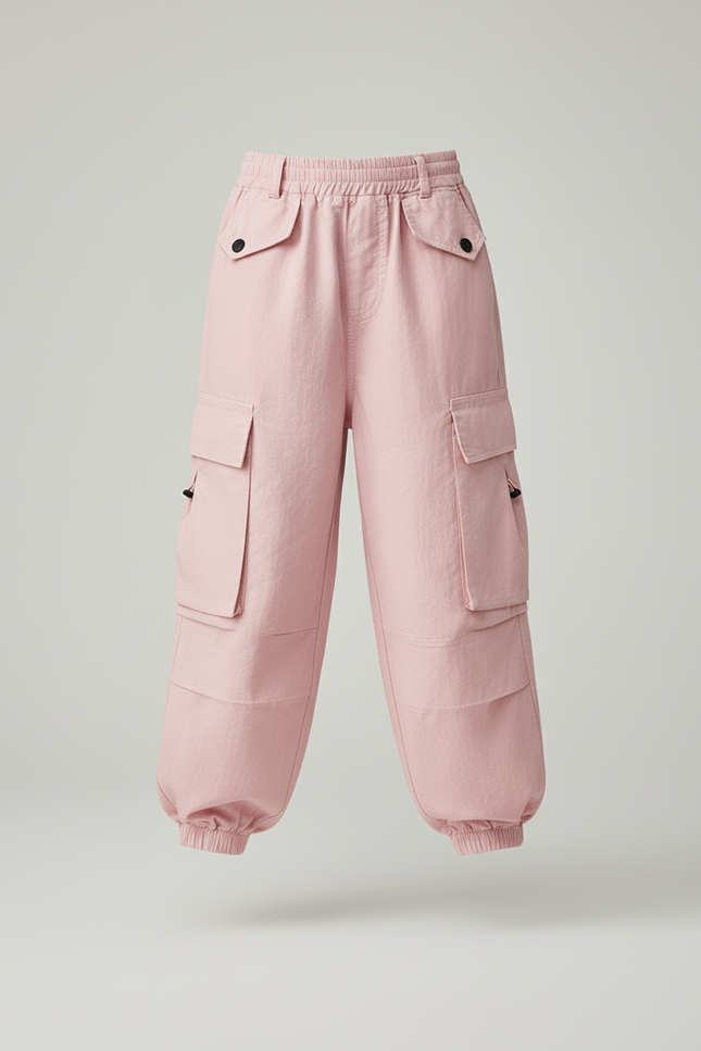 Pantalon Baggy Rose Cargo Ample Coton Enfants - vue 3