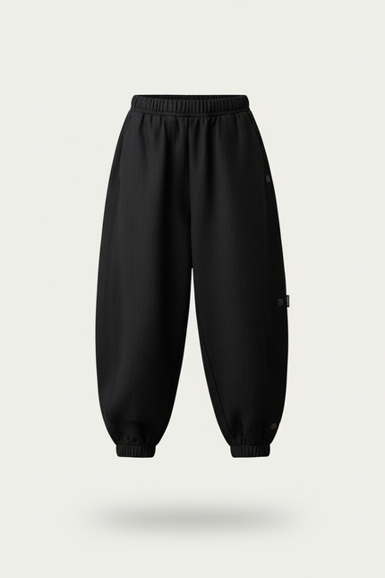 Pantalon Baggy Noir Ample Coton Enfant Casual - Molleton - vue 3