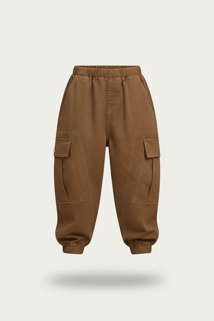 Pantalon Baggy Marron Cargo Ample Coton Garçon - vue 3