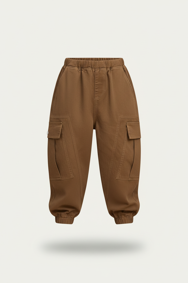 Pantalon Baggy Marron Cargo Ample Coton Garçon - vue 3