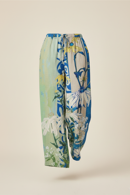 Pantalon Baggy Fleuri Ample Lin Estival Bohème - Multicolore - vue 3