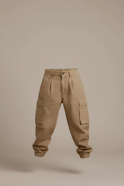 Pantalon Baggy Kaki Cargo Plissé Coton Enfant - vue 3