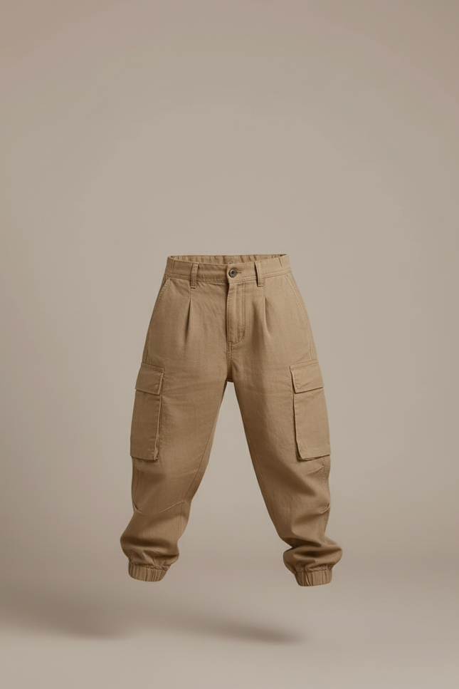Pantalon Baggy Kaki Cargo Plissé Coton Enfant - vue 3