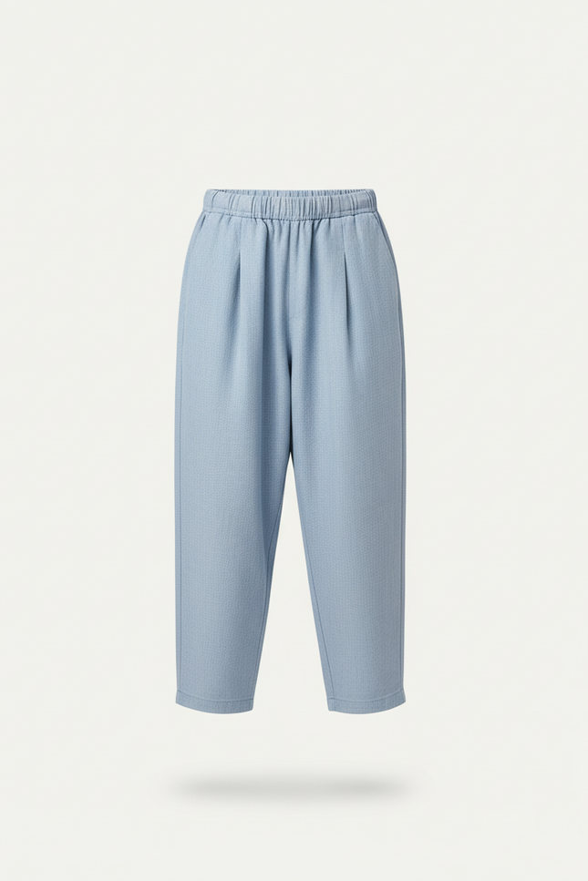 Pantalon Baggy Bleu Clair Ample Plissé Coton Enfant - vue 3