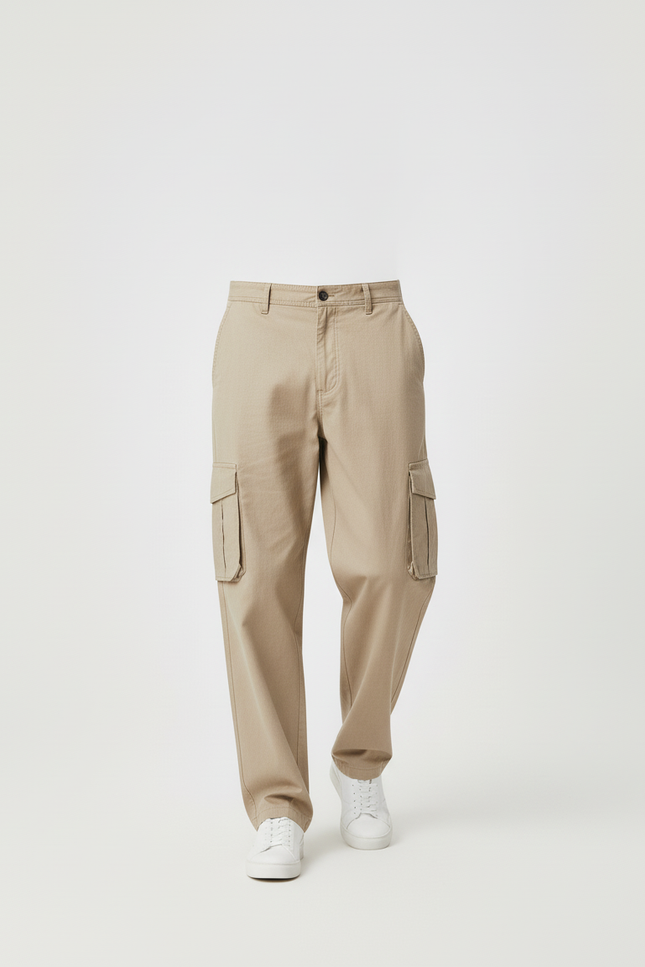 Pantalon Baggy Kaki Cargo Coton Ample Poches Homme - vue 3