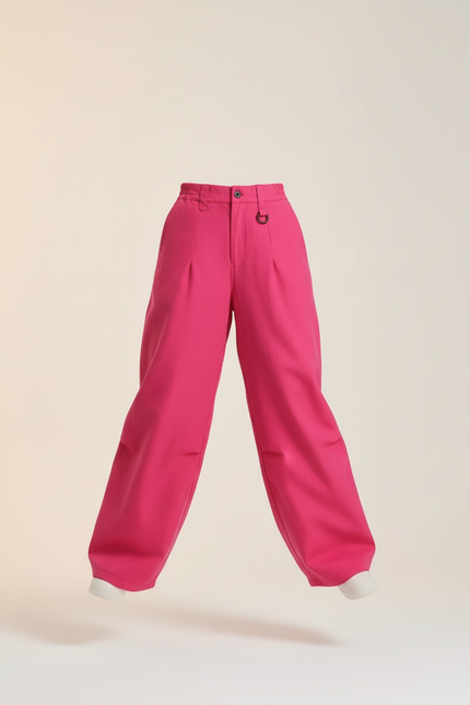 Pantalon Baggy Fuchsia Ample Fluide Décontracté Femme - Rose Gabardine - vue 3