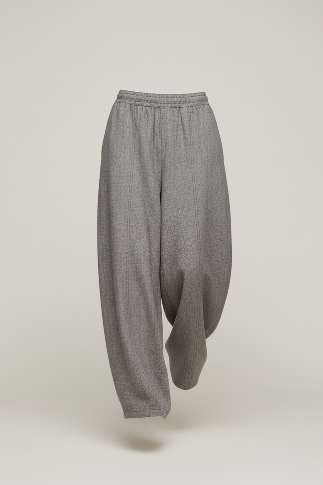 Pantalon Baggy Gris Ample Décontracté Texturé Femme - Tweed - vue 3