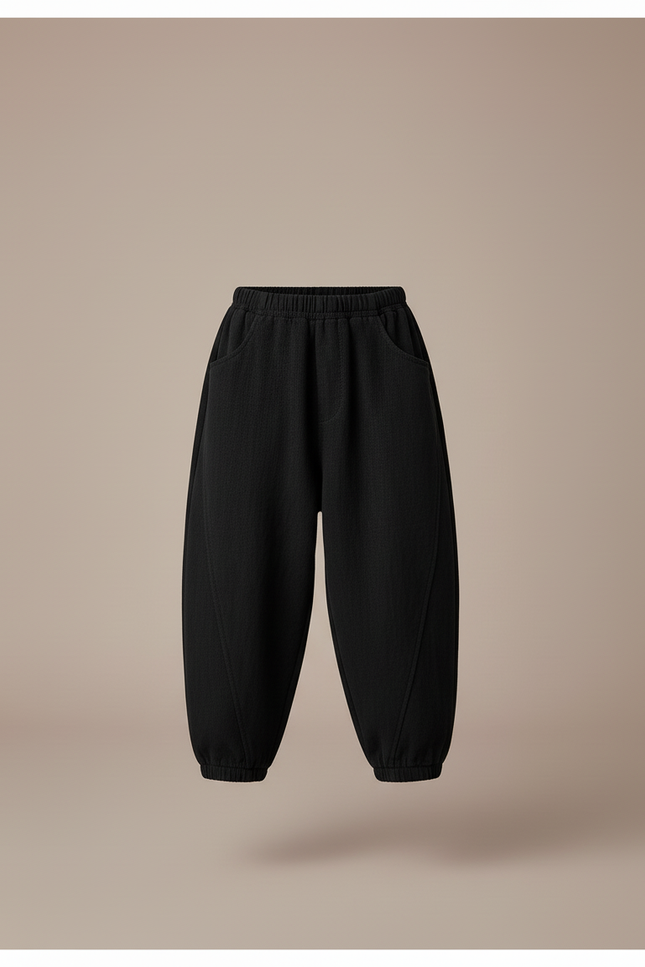 Pantalon Baggy Noir Ample Lin Décontracté Garçon - vue 3