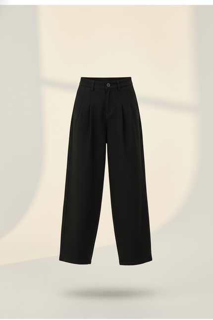 Pantalon Baggy Noir Ample Plissé Décontracté Enfant - Gabardine - vue 3