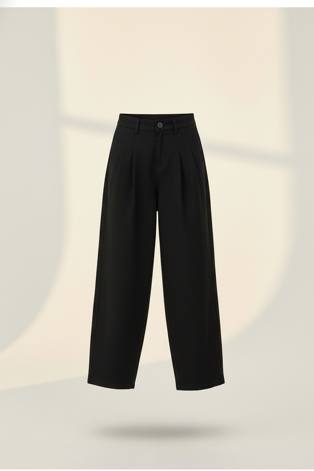 Pantalon Baggy Noir Ample Plissé Décontracté Enfant - Gabardine - vue 3