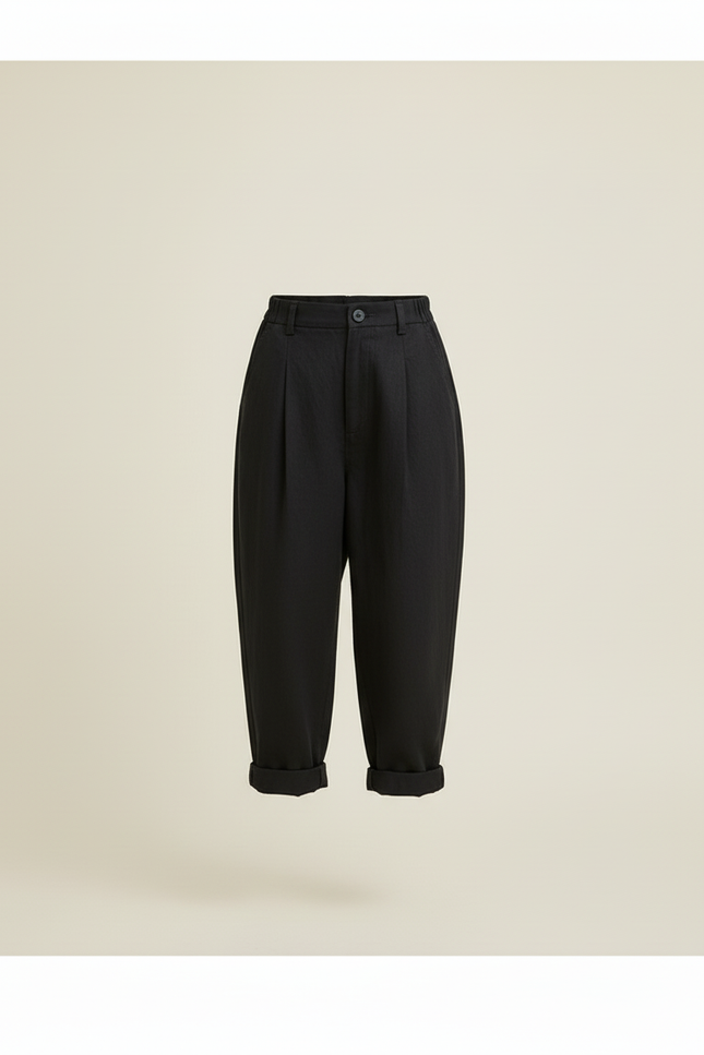 Pantalon Baggy Noir Ample Plissé Coton Enfant - vue 3