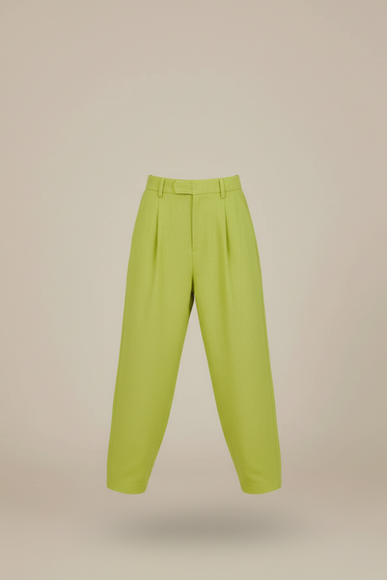 Pantalon Baggy Vert Citron Ample Lin Décontracté Enfant - vue 3