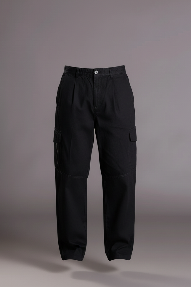 Pantalon Baggy Noir Coton Cargo Ample Homme - vue 3