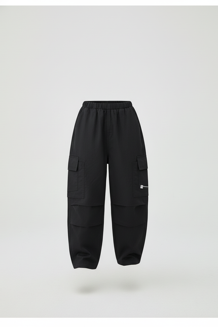 Pantalon Baggy Noir, Ample, Cargo, Coton, Streetwear, Unisexe - Toile - vue 3