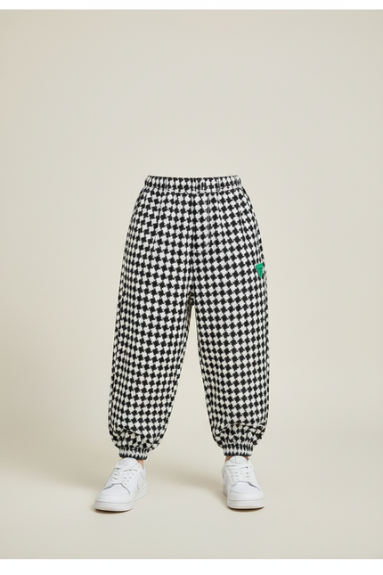 Pantalon Baggy Carreaux Noir Blanc Molletonné Épais Garçon - Imprimé - vue 3