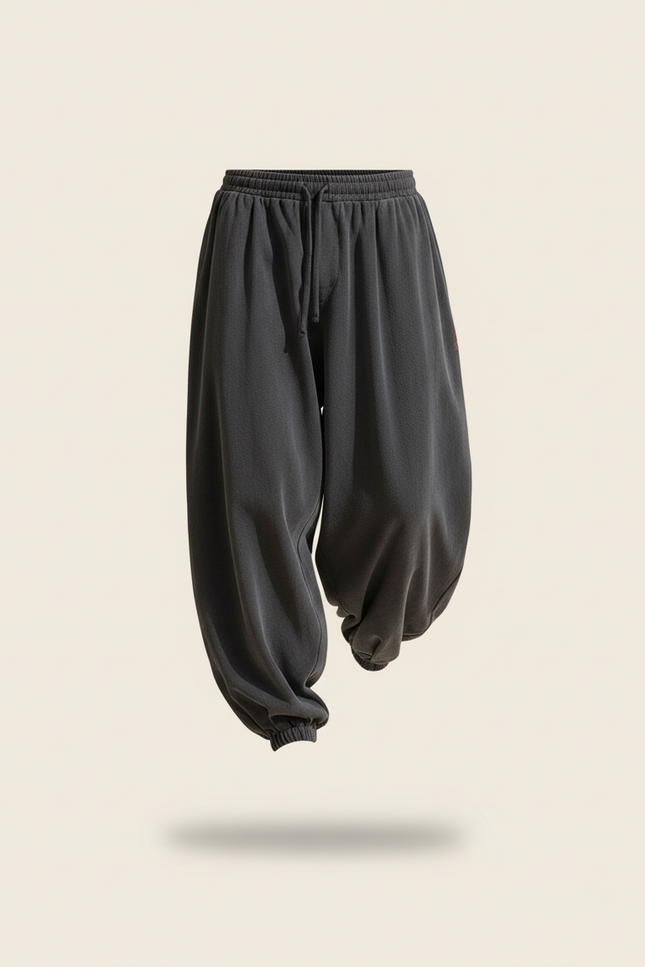 Pantalon Baggy Gris Foncé Ample Molleton Décontracté Homme - vue 3
