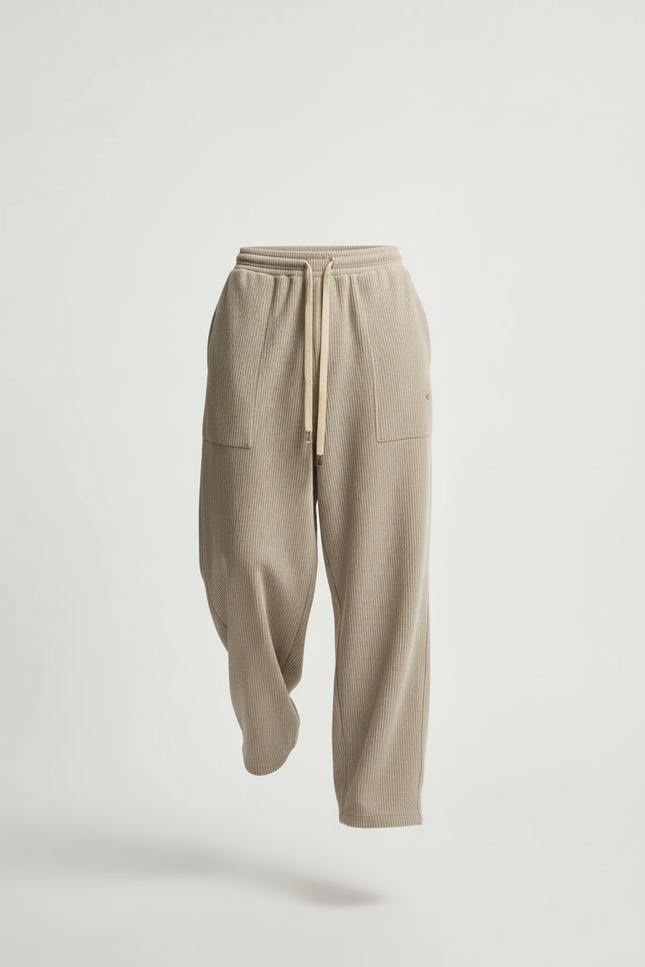 Pantalon Baggy Côtelé Beige Ample Décontracté Homme - Cordé - vue 3