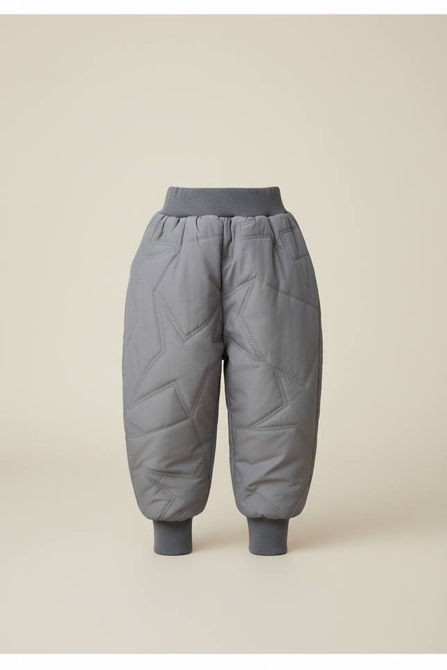 Pantalon Baggy Gris Matelassé Étoiles Chaud Enfant - Polyester - vue 3